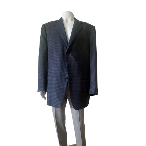 Ermenegildo Zegna Trofeo Light Wool Sport Coat Size 56R (46R US) In Blue & Brown - Picture 1 of 3